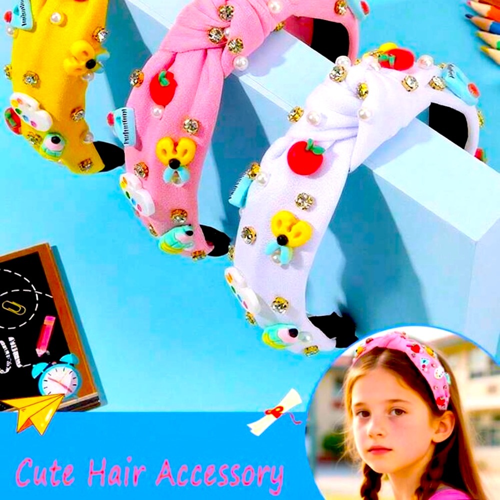 🍎🎨✂️✏️ WHITE “SCHOOL DAYS” GIRLS HEADBAND WITH FUN SCHOOL DECORATIONS❗️ - Picture 2 of 5